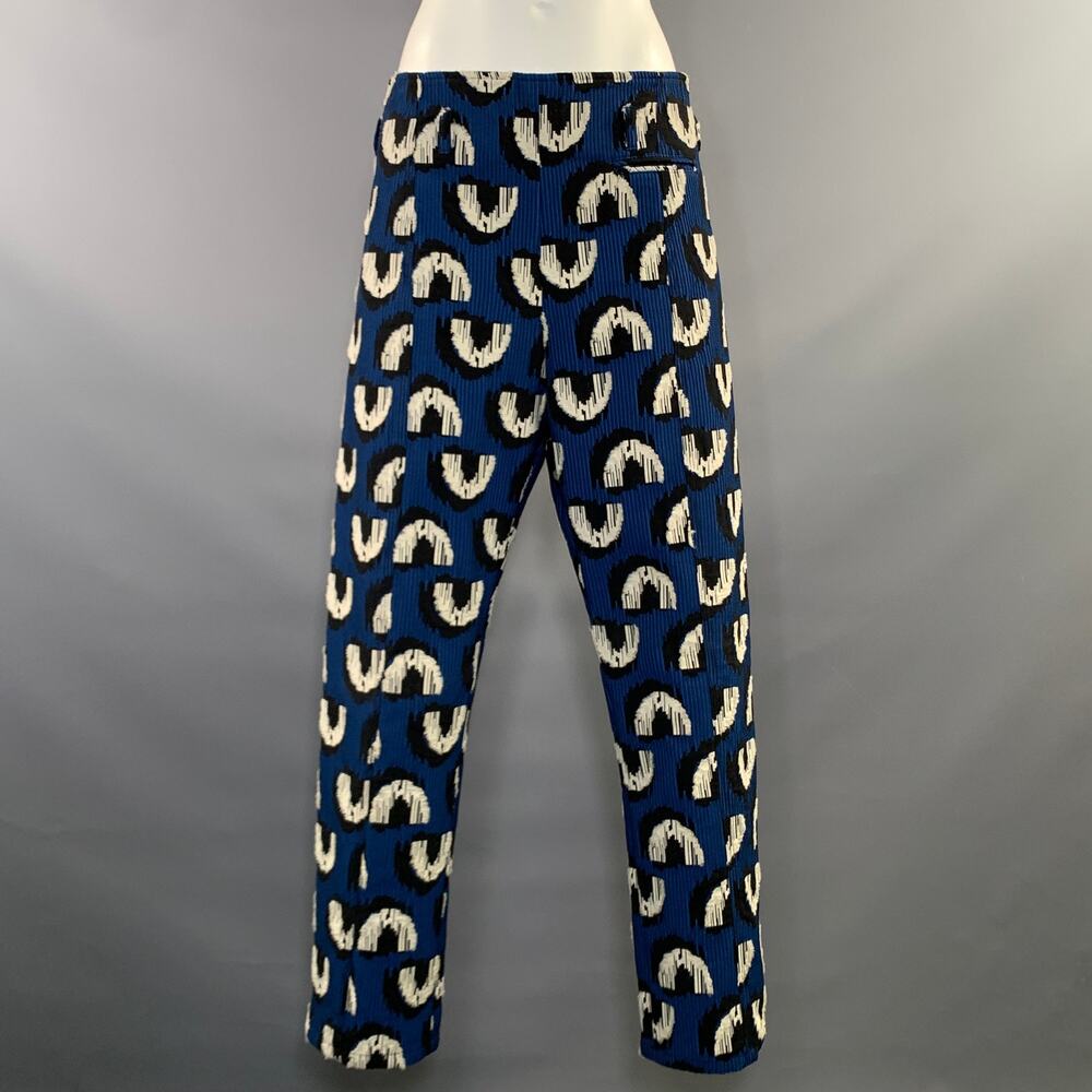 RACHEL COMEY Size 8 Blue Black & White Nylon Blend Geometric Casual Pants
